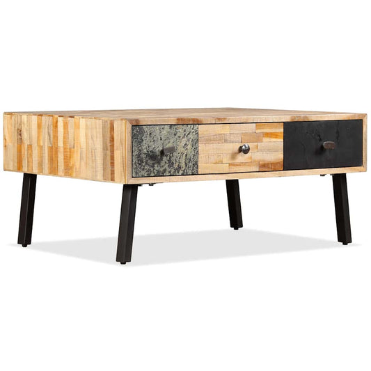 Coffee Table | Brown, Black, Marbled | Reclaimed Teak, Steel | Medium