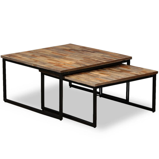 Coffee Table | Set of 2 | Brown | Reclaimed teak | Large & Small