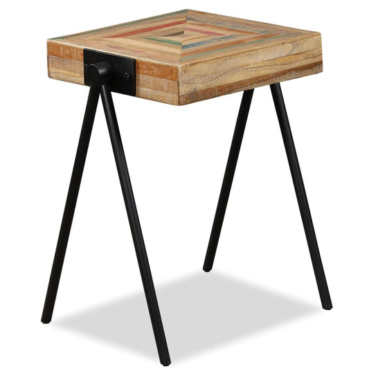 Side Table | Durable | Rectangular | Industrial | Teak Wood Accent Table