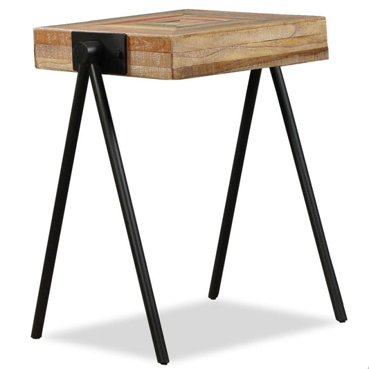 Side Table | Durable | Rectangular | Industrial | Teak Wood Accent Table