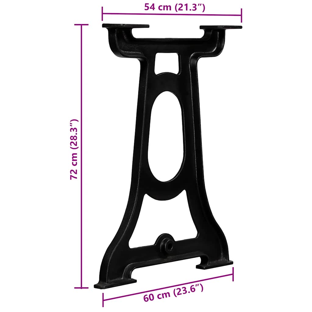 Dining Table Leg | Set of 2 | Black | Cast iron | Standard | Durable
