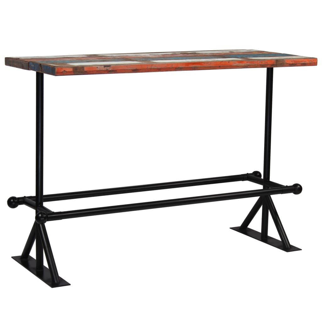 Bar Table Solid Reclaimed Wood Multicolour 150x70x107 cm