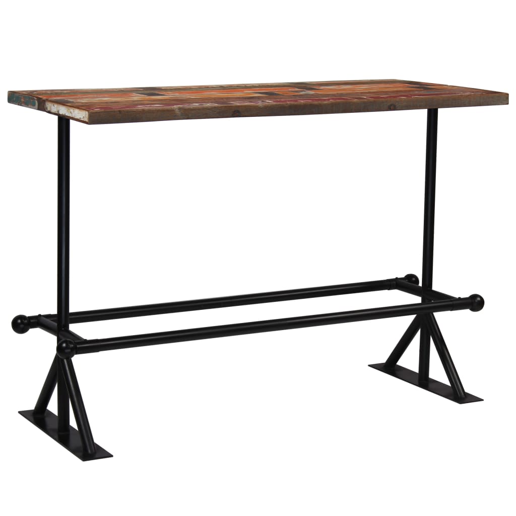 Bar Table Solid Reclaimed Wood Multicolour 150x70x107 cm