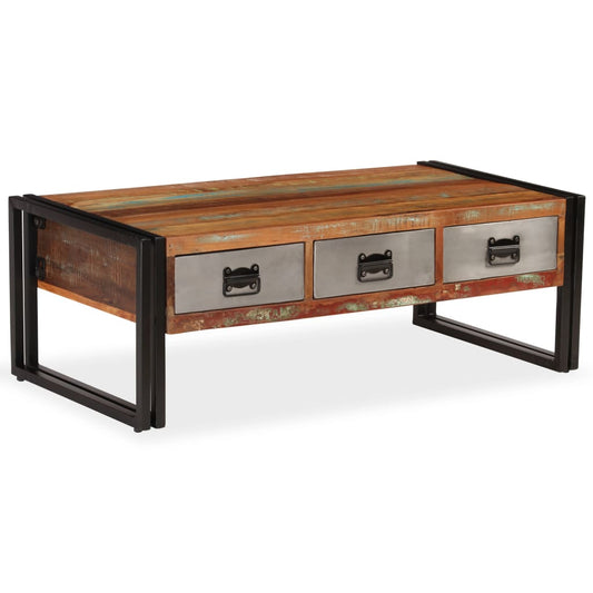 Coffee Table | Multicolour | Solid reclaimed wood, steel legs