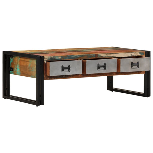 Coffee Table | Multicolour | Solid reclaimed wood, steel legs