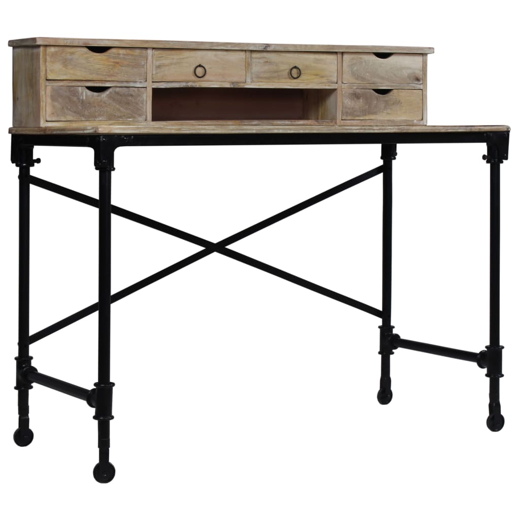 Writing Desk Solid Mango Wood and Steel 110x50x96 cm