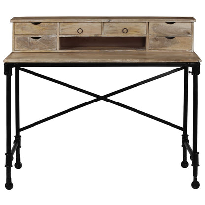 Writing Desk Solid Mango Wood and Steel 110x50x96 cm