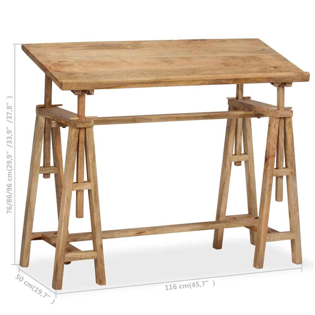 244948 vidaXL Drafting Table Solid Mango Wood 116x50x76 cm