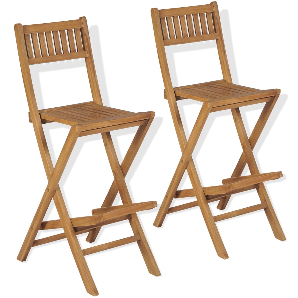 3 Piece Bistro Set with Folding Chairs Solid Teak Wood