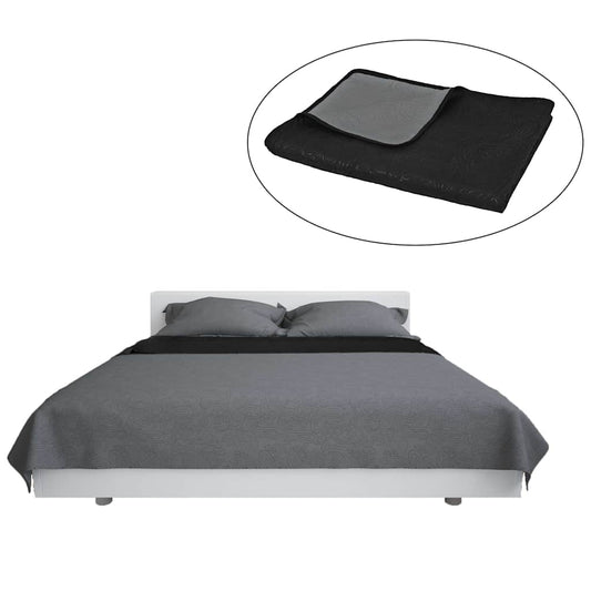 Double-sided Quilted Bedspread 170x210 cm Grey and Black