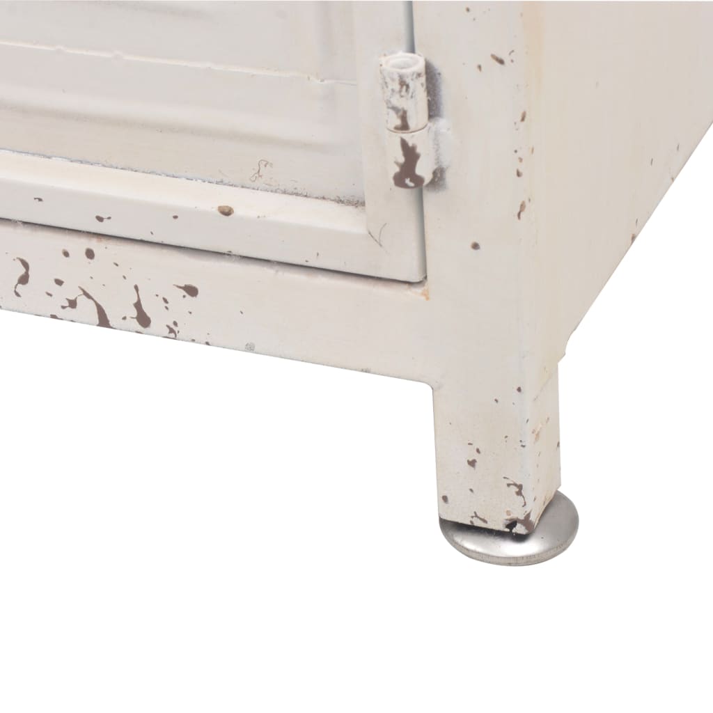 TV Stand White and Brown Galvanized Steel and Solid Fir Wood Small