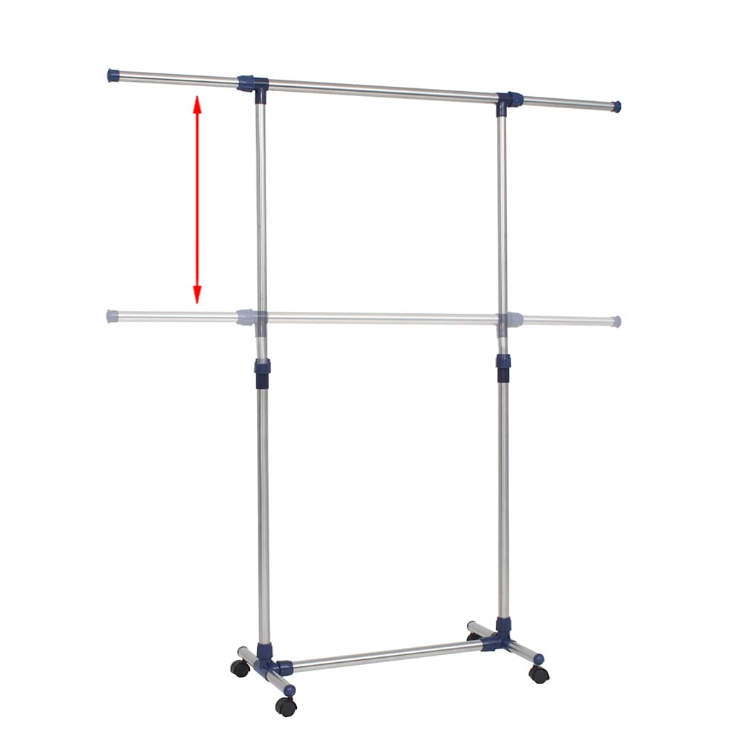 245625 vidaXL Adjustable Clothes Rack Stainless Steel 165x44x150 cm Silver