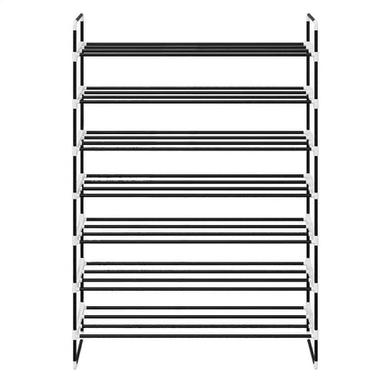 Shoe Rack with 7 Shelves Metal and Plastic Black