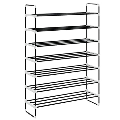 Shoe Rack with 7 Shelves Metal and Plastic Black