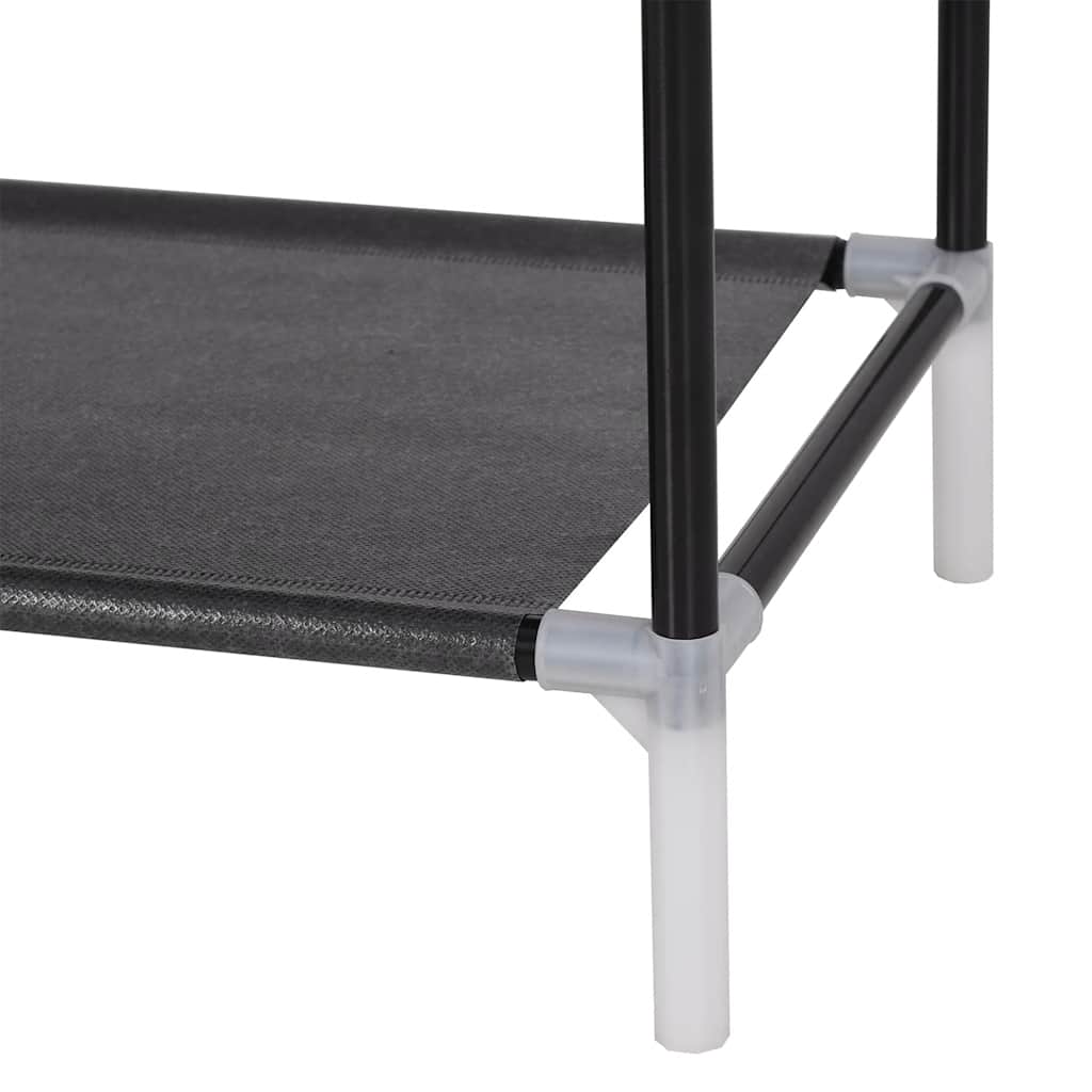 Shoe Rack with 4 Shelves Metal and Non-woven Fabric Black