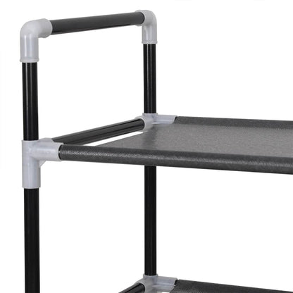 Shoe Rack with 10 Shelves Metal and Non-woven Fabric Black