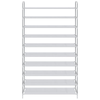 Shoe Rack with 10 Shelves Metal and Non-woven Fabric Silver