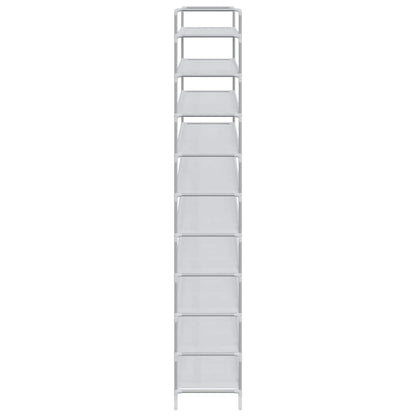 Shoe Rack with 10 Shelves Metal and Non-woven Fabric Silver