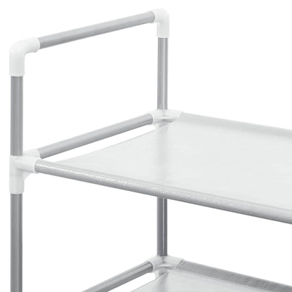Shoe Rack with 10 Shelves Metal and Non-woven Fabric Silver