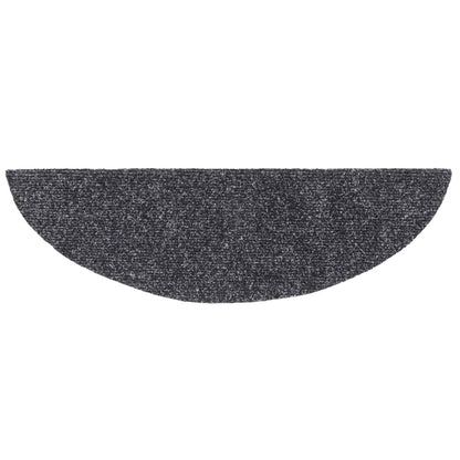 Stair Mats Self-adhesive 15 pcs 56x17x3 cm Dark Grey Half Round