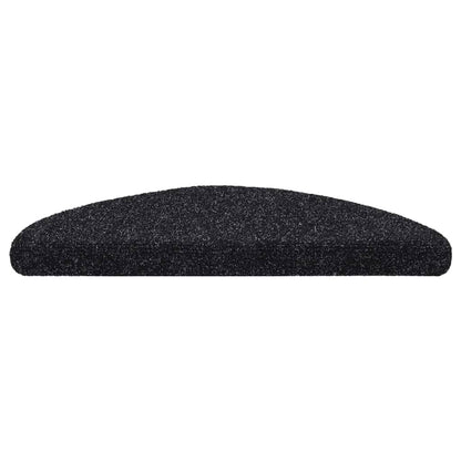 Stair Mats Self-adhesive 15 pcs 56x17x3 cm Black Half Round