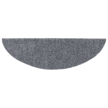 Stair Mats Self-adhesive 15 pcs 56x17x3 cm Light Grey Half Round