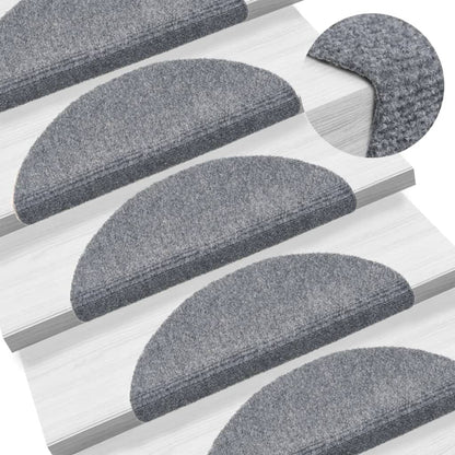 Stair Mats Self-adhesive 15 pcs 56x17x3 cm Light Grey Half Round