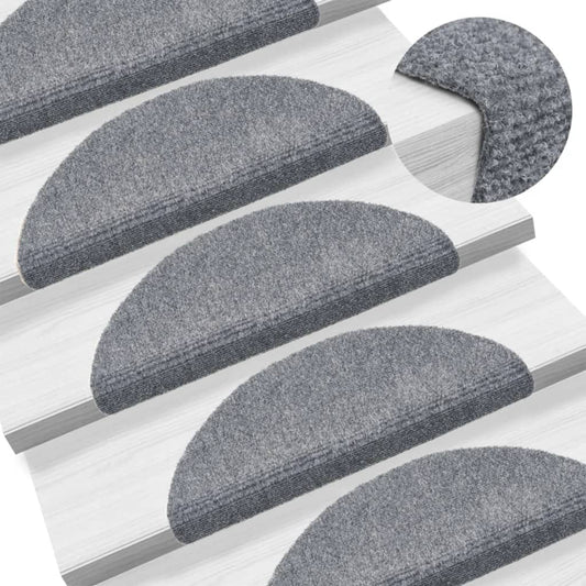 Stair Mat | Set of 15 | Light Grey | Polypropylene | 15 Pack | Non-slip