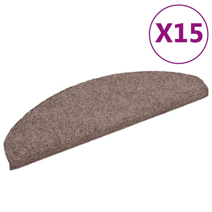 Stair Mats Self-adhesive 15 pcs 65x21x4 cm Light Brown Half Round Large