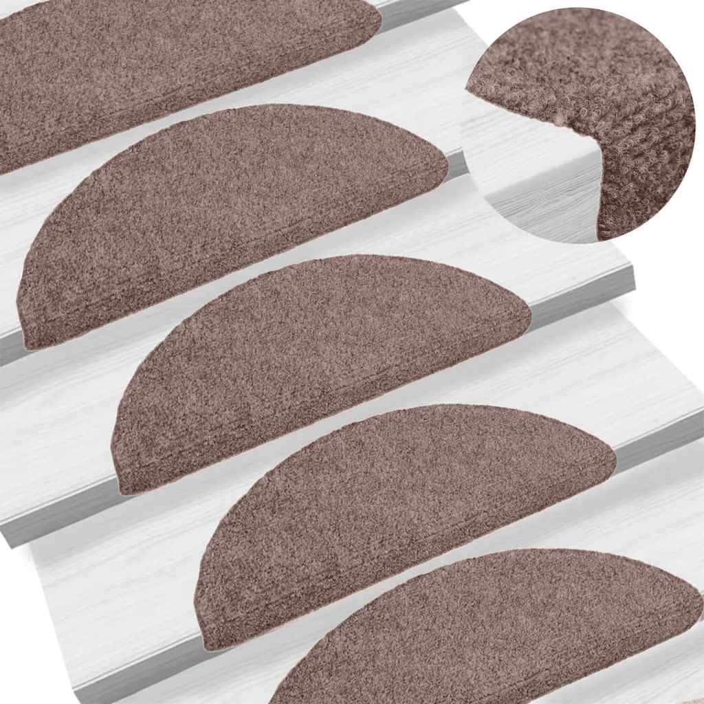 Stair Mats Self-adhesive 15 pcs 65x21x4 cm Light Brown Half Round Large