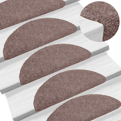 Stair Mats Self-adhesive 15 pcs 65x21x4 cm Light Brown Half Round Large