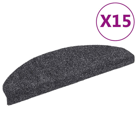 Stair Mat | Set of 15 | Dark Grey | Polypropylene | 65 x 21 cm | Non-slip