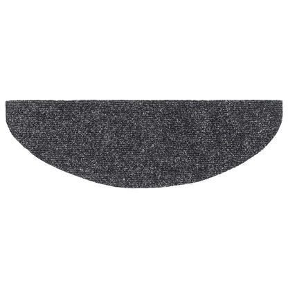 Stair Mats Self-adhesive 15 pcs 65x21x4 cm Dark Grey Half Round Large