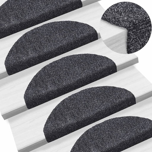 Stair Mat | Set of 15 | Dark Grey | Polypropylene | 65 x 21 cm | Non-slip