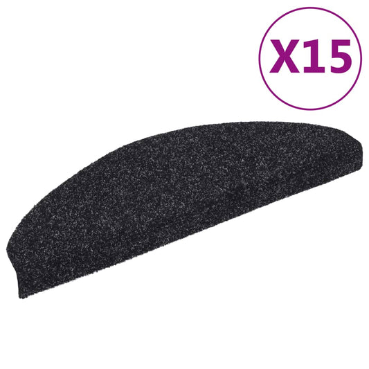 Stair Mat | Set of 15 | Black | Polypropylene | 65x21x4 cm | Non-slip