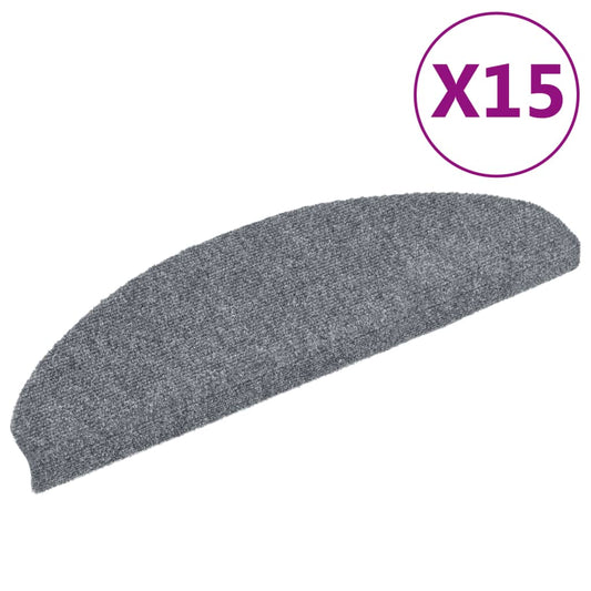 Stair Mat | Set of 15 | Light Grey | Polypropylene | 65x21x4 cm