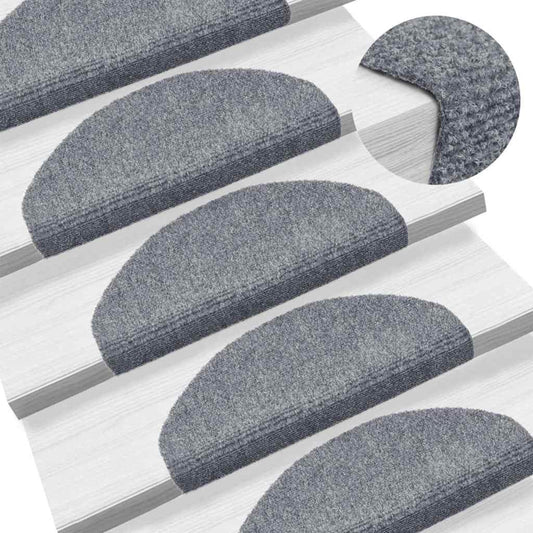 Stair Mat | Set of 15 | Light Grey | Polypropylene | 65x21x4 cm