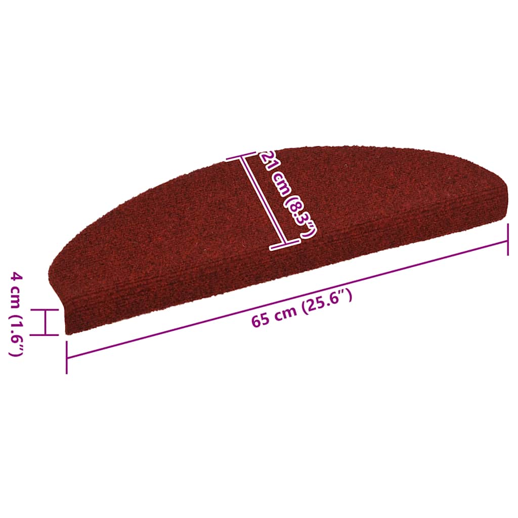 15 pcs Self-adhesive Stair Mats Needle Punch 65x21x4 cm Red