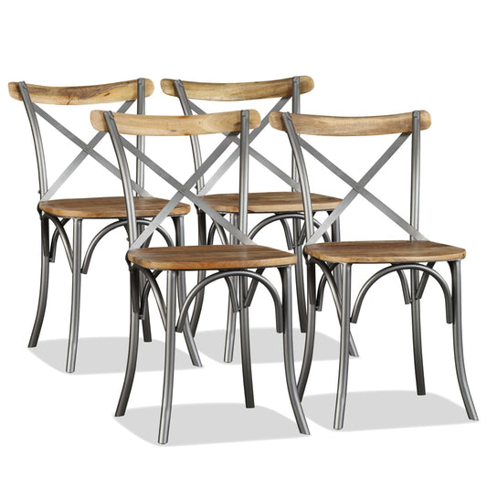Dining Chair | Set of 4 | Brown and Silver