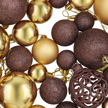 245714 vidaXL 100 Piece Christmas Ball Set 3/4/6 cm Brown/Bronze/Gold