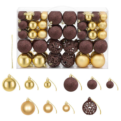 245714 vidaXL 100 Piece Christmas Ball Set 3/4/6 cm Brown/Bronze/Gold