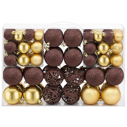 245714 vidaXL 100 Piece Christmas Ball Set 3/4/6 cm Brown/Bronze/Gold