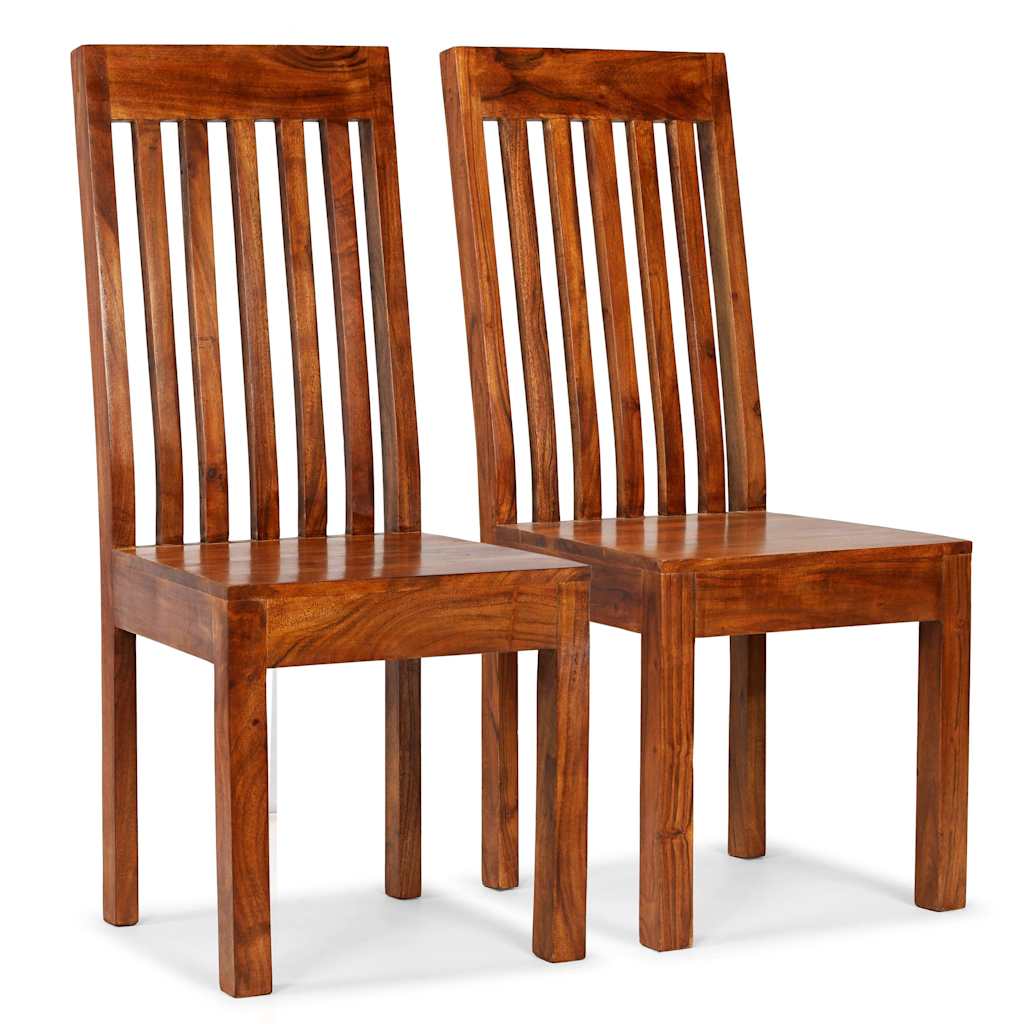 Dining Chair | Set of 2 | Honey Brown | Solid Acacia wood | Standard Size