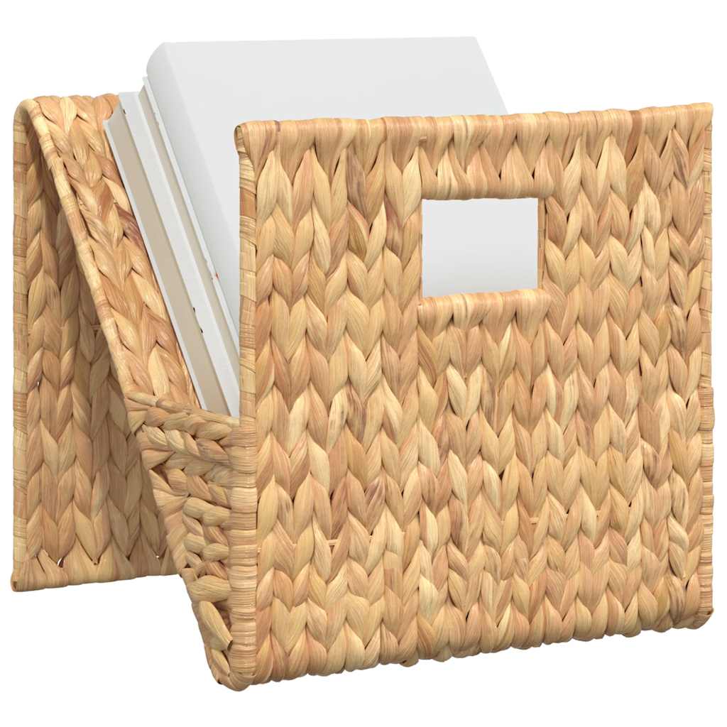 vidaXL Magazine Holder Brown Water Hyacinth, Metal Frame