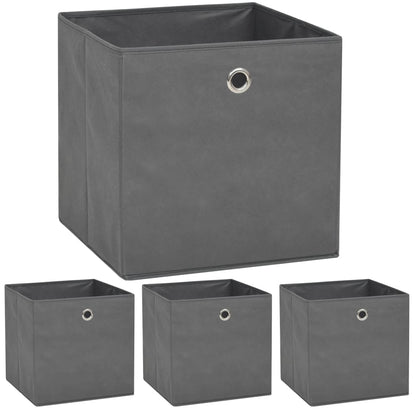 Storage Box Set of 4 Grey Non-woven Fabric (Polyethylene: 100%)