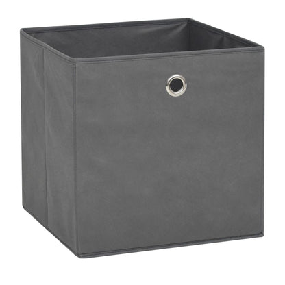 Storage Box Set of 4 Grey Non-woven Fabric (Polyethylene: 100%)