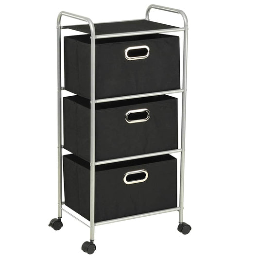 245749 vidaXL Shelving Unit with 3 Storage Boxes Steel and Non-woven Fabric