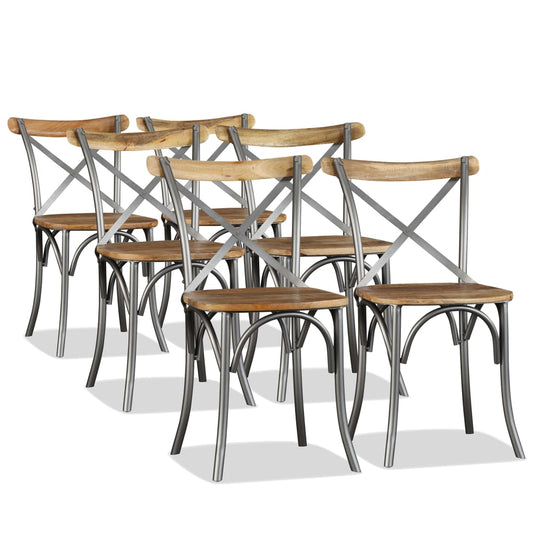 Dining Chair | Set of 6 | Brown and Silver