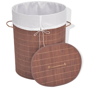 Bamboo Laundry Bin Oval Brown