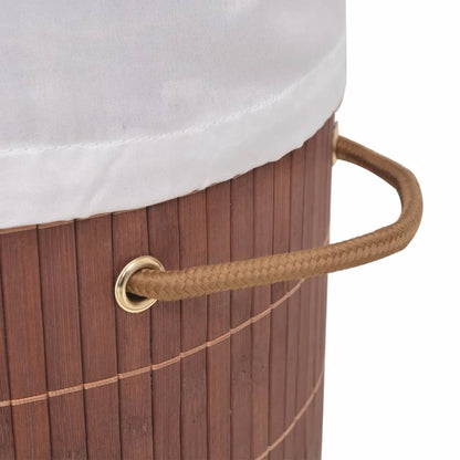 Bamboo Laundry Bin Oval Brown